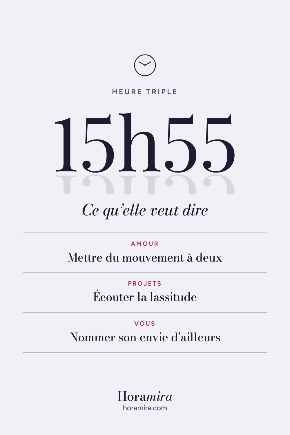 15h55 : signification de l’heure triple